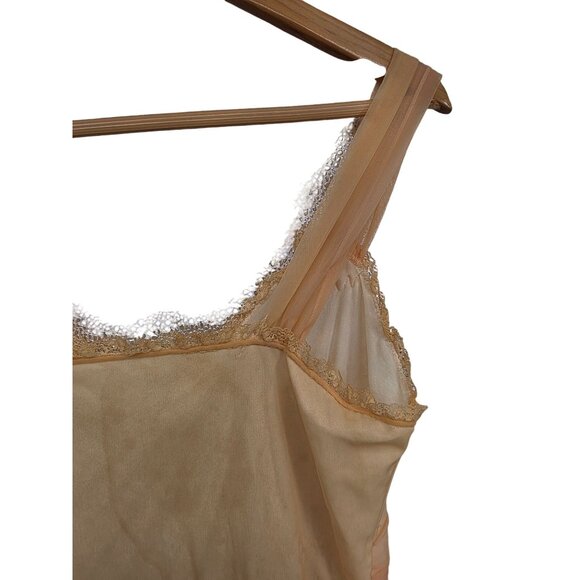 Vintage 1950s Gotham Gold Stripe Peach Nylon & Lace Full Slip‎ Dress 34 - Picture 8 of 8